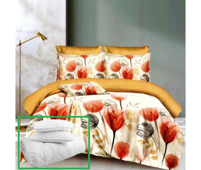 Pachet promo lenjerie pat finet 6 piese + 2 perne + pilota (m406)